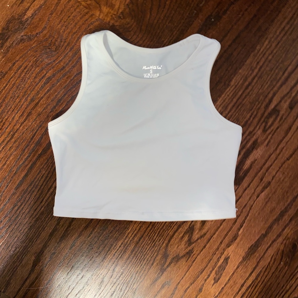 White workout crop top